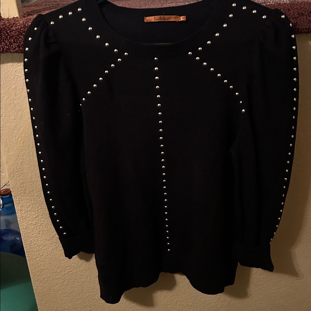 Belldini Black Crew Neck Sweater with sequins